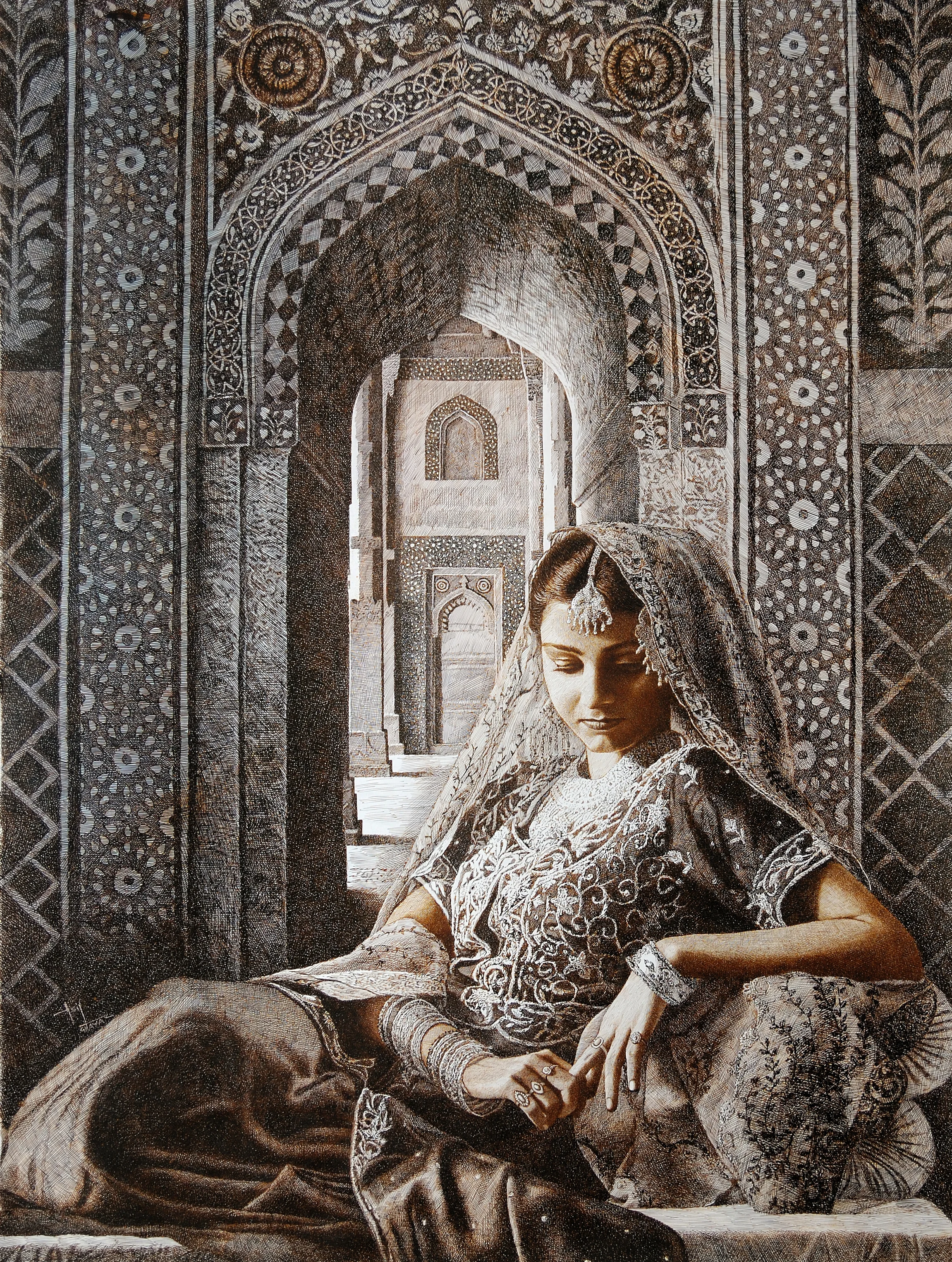 Master piece pen and ink artwork by Asif Ghayaz